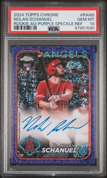 2024 TOPPS CHROME #RANS NOLAN SCHANUEL ROOKIE AUTOGRAPH PURPLE SPECKLE REFRACTOR PSA 10!