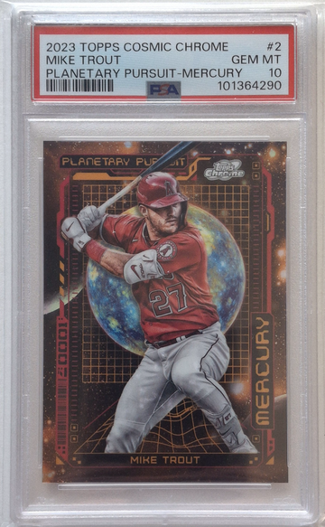 Mike Trout 2023 Topps Chrome Cosmic, Planetary Pursuit, MERCURY, PSA 10