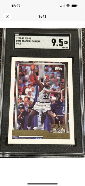 1992-93 topps gold Shaquille O’Neal sgc 9.5