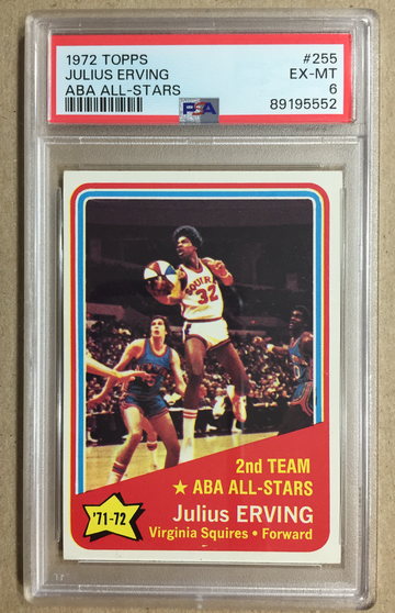 1972 Topps Julius Erving (RC) ABA All-Star #255 PSA-6 EX-MT