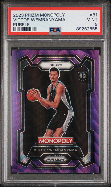 2023 PRIZM MONOPOLY PURPLE VICTOR WEMBANYAMA PSA 9
