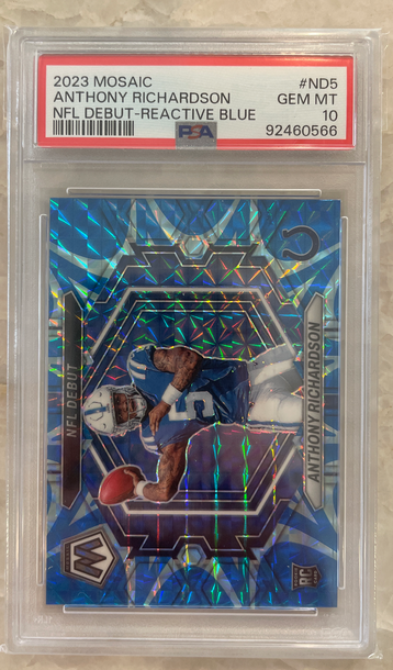 Anthony Richardson 2023 Mosaic Football Reactive Blue PSA 10