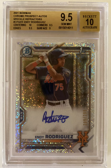 2021 Bowman Chrome Endy Rodriguez 1st Bowman Auto Speckle Refractor