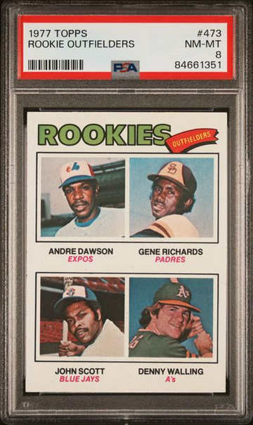 1977 Topps Rookie Outfielders Andre Dawson PSA 8
