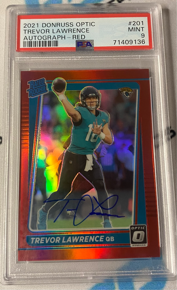 Trevor Lawrence 2021 Donruss Optic Rated Rookie Auto /75 PSA 9