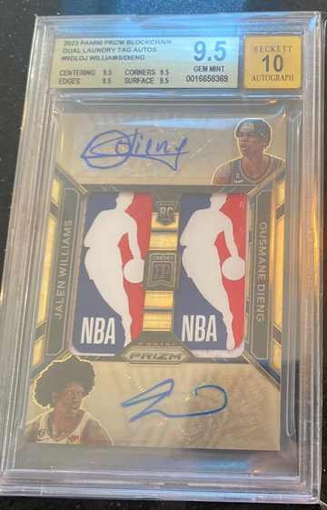 Jalen Williams / Ousmane Dieng Dual Laundry Tag Autos 1/1 2023 Prizm Blockchain