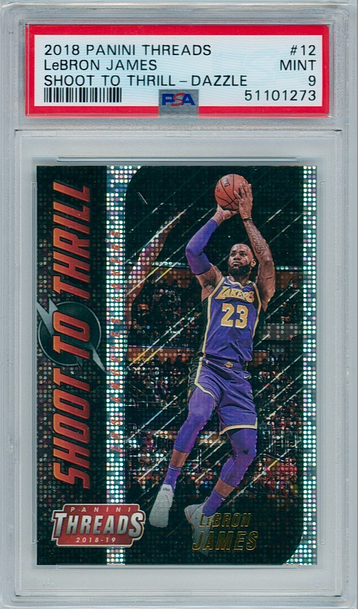 2018 Panini Threads  #12 Lebron James - Shoot to Thrill - Dazzle | PSA 9