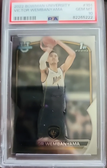PSA 10 VICTOR WEMBANYAMA 1st 2022-23 Bowman University Chrome Rookie 