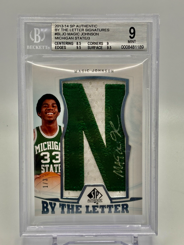 2013 SP Authentic Magic Johnson By The Letter Signatures 1/3 BGS 9/10 AUTO FIRST PRINT (MEM)