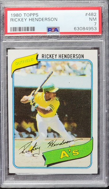 1980 Topps #482 Rickey Henderson Rookie RC PSA 7