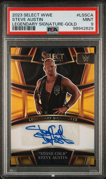 2023 Panini Select WWE - Stone Cold Steve Austin Legendary Signatures Gold Prizm /10 PSA 9 MINT