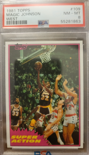 1981 Topps Magic Johson HOF Super Action PSA 8