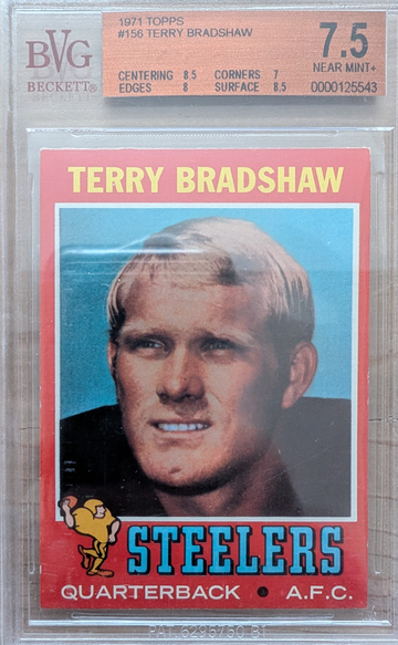 1971 Topps Terry Bradshaw HoF RC BVG 7.5