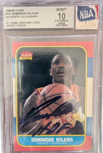 1986 Fleer Dominique Wilkins Rookie Patch Auto NBA Logo BGS Auto 10