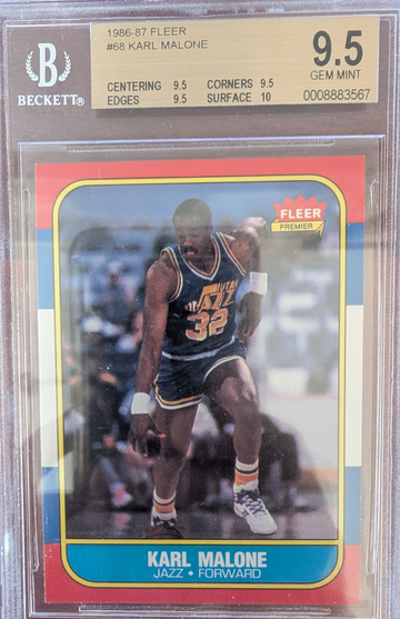 1986 Fleer Karl Malone HoF RC BGS 9.5 Gem Mint