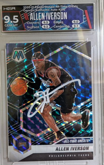 2020 Mosaic All-time Greats on-card auto gel pen Allen Iverson HGA 9.5 
