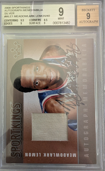 2008 Sport Kings Auto Memorabilia Silver /40 Meadowlark Lemon BGS 9 