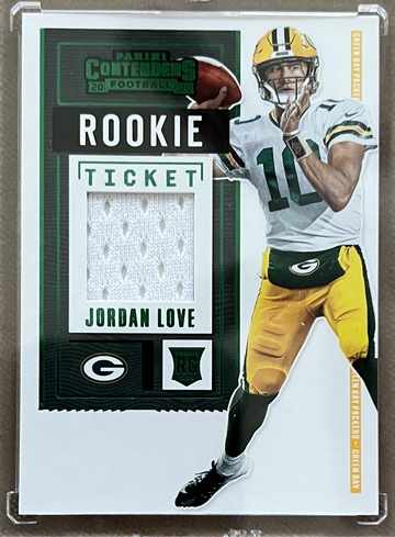 Jordan Love 2020 Contenders Rookie Ticket Jersey Green Foil