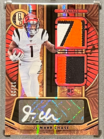 2021 JaMarr Chase Gold Sandard Dual Patch Auto 13/22 RC