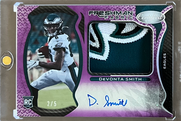 2021 DeVonta Smith Certified Freshman Fabric Auto 2/5 RC