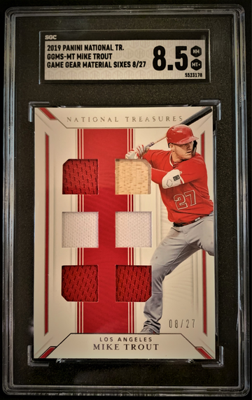 2019 Mike Trout Nat. Treasures Game Gear - Sixes 08/27