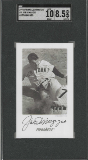 HOF Joe DiMaggio 1993 Pinnacle #4 LIMITED EDITION 590/1800 GEM AUTOGRAPH SGC 8.5/10 AUTO 