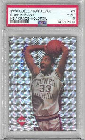 HOF Kobe Bryant 1996 Collectors Edge #3 RARE KEY KRAZE HOLOFOIL LIMITED EDITION 1219/2000 PSA 9 MINT!