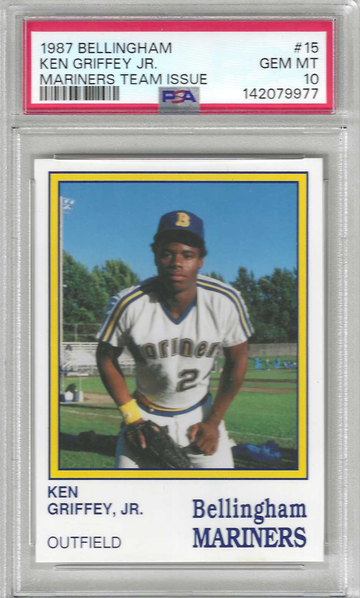 HOF Ken Griffey Jr 1987 Bellingham Mariners #15 FIRST YEAR TEAM ISSUE ROOKIE CARD PSA 10 GEM MINT FRESH GRADED!
