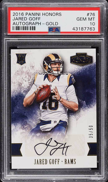 2016 Panini Honors Gold (35/50) Auto Jared Goff Rookie RC - Serial #'d/50 - PSA 10 Gem Mint