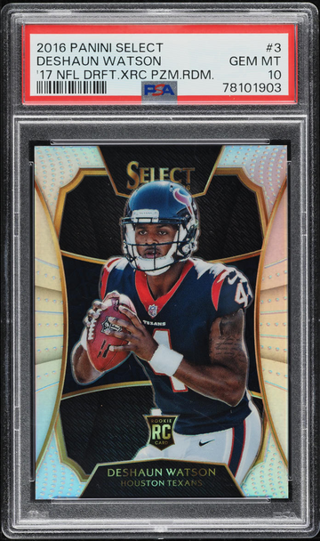 2016 SELECT '17 XRC SILVER PRIZM DESHAUN WATSON ROOKIE #3 - PSA 10 GEM MINT