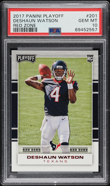 2017 PANINI PLAYOFF RED ZONE DESHAUN WATSON ROOKIE #201 - PSA 10