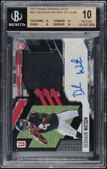 2017 PANINI UNPARALLELED DESHAUN WATSON ROOKIE PATCH AUTO RPA /99 - BGS 10 PRISTINE