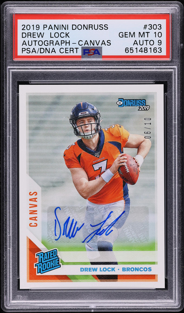 2019 Donruss Canvas Drew Lock ROOKIE AUTO #303 PSA 10 / Auto 9 GEM MINT