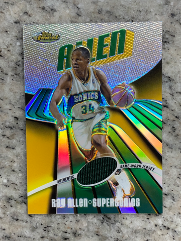 2003-04 Topps Finest RAY ALLEN #43 REFRACTOR /250 Game-Used Jersey 