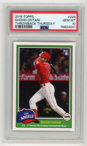 2018 Topps Throwback Thursday 229 Shohei Ohtani PSA 10