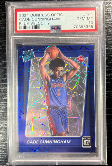 2021 Donruss Optic Prizm Blue Velocity Cade Cunningham PSA 10