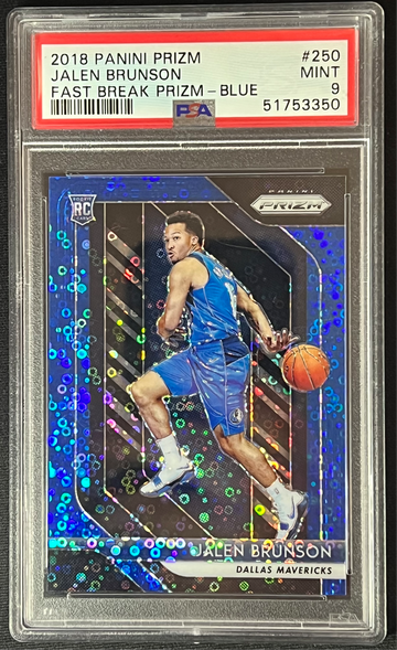 2018 Jalen Brunson Prizm Fast Break Blue /175 PSA 9