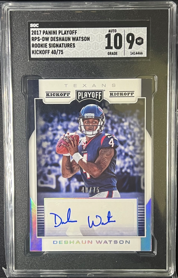 2017 Panini Playoff Football /75 RC Auto Deshaun Watson Kickoff Rookie SGC 9