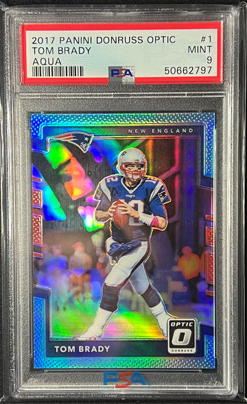 2017 Tom Brady Optic Aqua Blue Prizm /299 #1 PSA 9 Mint