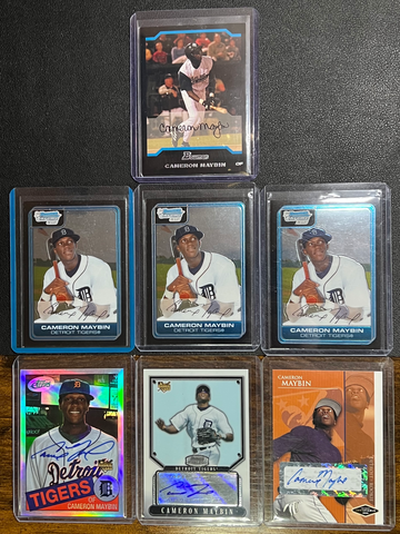 7 card lot Cameron Maybin Prospect Rookie Autos Bowman chrome RCA 