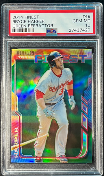2014 Topps Finest Green Refractor /199 Bryce Harper PSA 10 POP 5
