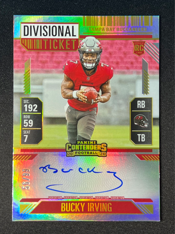 2024 Panini Contender Bucky Irving Divisional Ticket RC On Card Auto FOTL /99