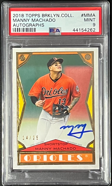 2018 Topps Brooklyn Collection Manny Machado On Card Auto /25 PSA 9