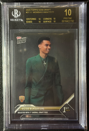 2023 Topps Now Draft Victor Wembanyama RC BGS 10 Pristine Black Label #D1 Spurs