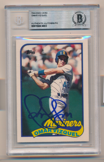 1989 Topps #122T Omar Vizquel Mariners Signed Autograph Beckett Baseball