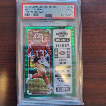 2022 Contenders Optic Brock Purdy Green Pulsar RC /30 PSA 9