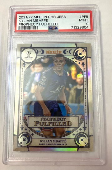 Kylian Mbappe 2021/22 Merlin Chrome UEFA Prophecy Fulfilled PSA 9