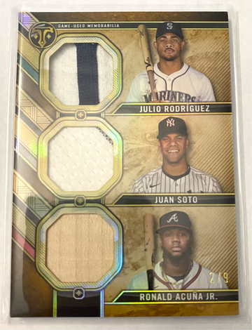 2024 Topps Triple Threads Relic Card Combo /9 Julio Rodriguez/Juan Soto/Ronald Acuna Jr.
