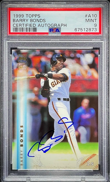 1999 Topps Barry Bonds Certified Autograph - PSA 9. First Pack Issued Auto.