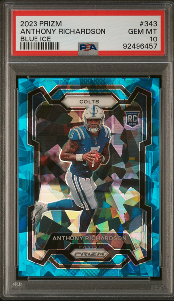 2023 Prizm Anthony Richardson Blue Ice 343 PSA 10